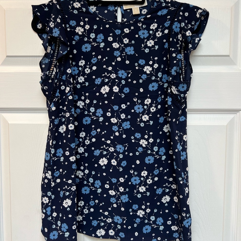 Michael Kors Navy Floral Blouse